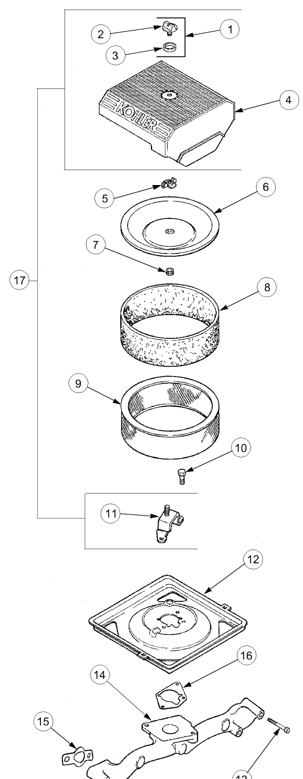 Air Intake And Filtration Aluminum Diagram and Parts List for 2518-44 13A208L100-13B288L100 Cub Cadet Lawn Tractor